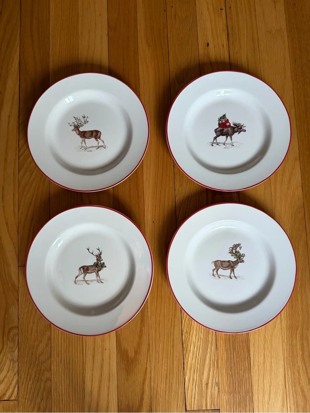 Pottery Barn Silly Stag Set of 4 Salad Plates